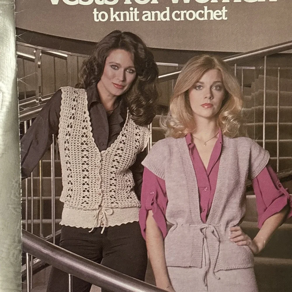 Leisure Art's, Leaflet 141, Vests For Women To Knit & Crochet, 1979